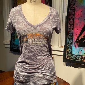 Harley Davidson sheer fitted v neck T